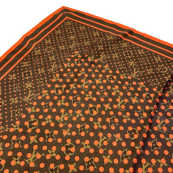 LOUIS VUITTON Vintage LV Monogram Perfo Scarf Wrap Dot Brown Orange [105966] - Picture 6 of 9